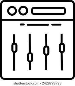 Mixer control audio line icon vector design template ilustration with editable stroke