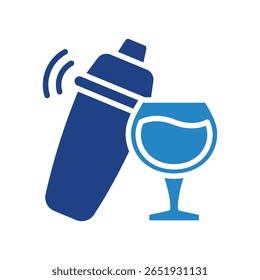 Mixer Beber ícone de cor azul de tom duplo, mini ilustração para relaxamento, festa, pubs e barras UI, kit UX, desenvolvimento de aplicativo e web, digital ou impressão.