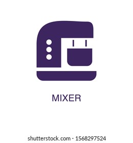 Mixer element in flat simple style on white background. Mixer icon, with text name concept template