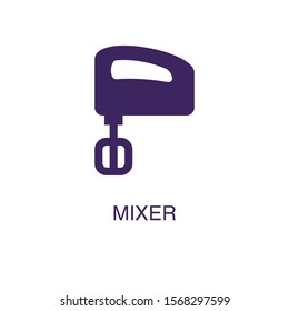 Mixer element in flat simple style on white background. Mixer icon, with text name concept template