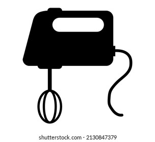 Mischerflachgrafik. Mixer Ikone Küche auf Schwarz-Weiß-Farben. Vektorsymbol
