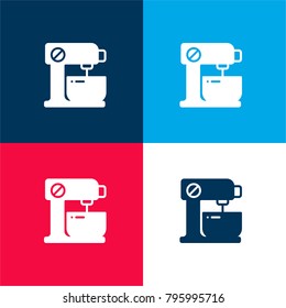 Mixer four color material and minimal icon logo set in red and blue