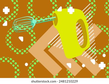 Mixer geometrical graphic retro theme background. Minimal geometric elements. Vintage abstract shapes vector illustration.