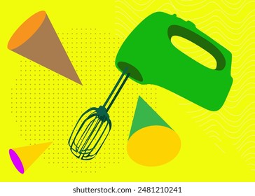 Mixer geometrical graphic retro theme background. Minimal geometric elements. Vintage abstract shapes vector illustration.