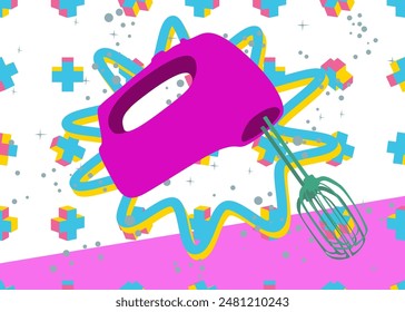 Mixer geometrical graphic retro theme background. Minimal geometric elements. Vintage abstract shapes vector illustration.