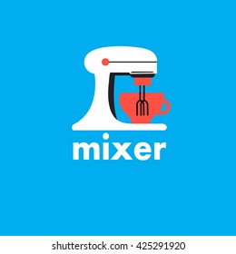 Mixer graphic symbol on a blue background