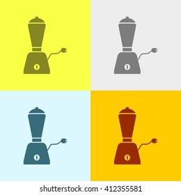 Mixer, Grinder Icon on Four Different Backgrounds. Eps-10.