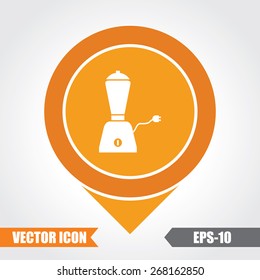  Mixer Grinder Icon On Map Pointer. Eps.-10.