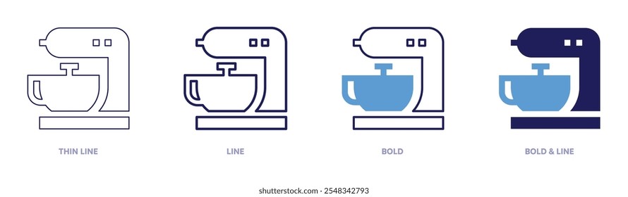 Mixer icon in 4 different styles. Thin Line, Line, Bold, and Bold Line. Duotone style. Editable stroke.