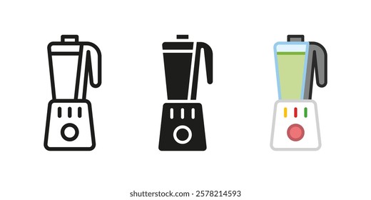 Mixer icon. Blender vector illustration. Juicer symbol. Stirring shaker sign. Electric kitchen appliance device pictogram. Cooking food grinder machine outline, black and colored concept isolated.