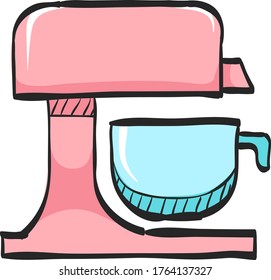 Mixer icon in color drawing. Cooking baking food cake kitchenware utensil electric