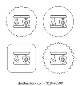 Mixer icon. Electric blender sign. Flat circle, star and emblem buttons. Labels design. Vector