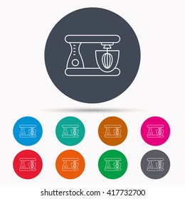 Mixer icon. Electric blender sign. Icons in colour circle buttons. Vector