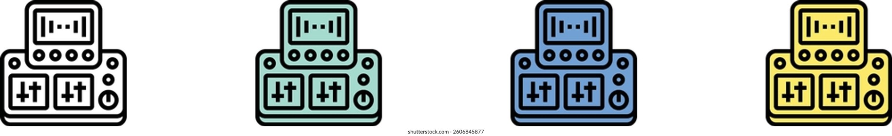 mixer icon. Outline, Green, Blue and Yellow Style Design Isolated On White Background