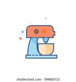 Mixer icon in outlined flat color style. Vector illustration.