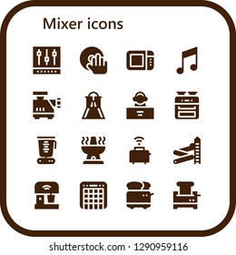  mixer icon set. 16 filled mixer icons. Simple modern icons about  - Mixer, DJ, Microwave oven, Music, Meat grinder, Slider, Oven, Blender, Toaster