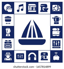 mixer icon set. 17 filled mixer icons.  Simple modern icons such as: DJ, Cooking, Blender, Juicer, Oven, Toaster, Mixer, Plumber, Music, Audio, Beater