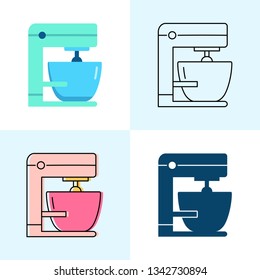 Mixer icon set in flat and line styles