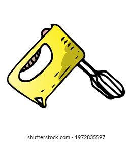 Mixer icon, sticker. sketch hand drawn doodle style, minimalism. kitchen, tool, food, preparation, mix dough, cream