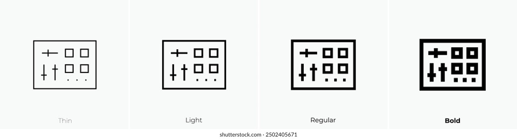 mixer icon. Thin, Light Regular And Bold style design isolated on white background