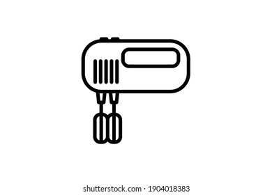 Mixer icon. Vector linear sign, symbol, logo of kitchen hand mixer for mobile concept and web design. Icon for the website of the store of household appliances, gadgets and electronics.