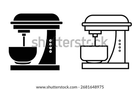 Mixer icon vector. Silhouette of dough mixer line icon vector symbol. Electric device juicer, kitchen tool, Cream maker with bowl symbol. Vector illustration.