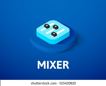 Mixer icon, vector symbol in flat isometric style isolated on color background