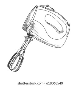 Mixer isolated on white background. Vector illustration of a sketch style.