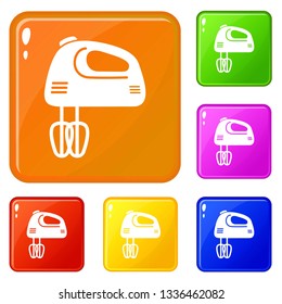 Mixer kitchen icons set collection vector 6 color isolated on white background