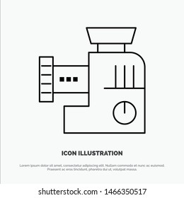 Mixer, Kitchen, Manual, Mix Vector Line Icon. Vector Icon Template background