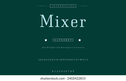 Mixer Lettering Minimalist Fashion. Elegant alphabet letters serif font and number. Typography fonts regular uppercase, lowercase.