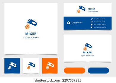 Mixer logo design with editable slogan. Branding book and business card template.
