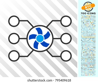 Mixer Masternode Network icon with 700 bonus bitcoin mining and blockchain pictures. Vector illustration style is flat iconic symbols design for crypto currency software.