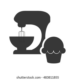 mixer and muffin icon. Bakery food and shop theme. Isolated design. Vector illustration