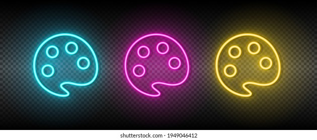 mixer, palette vector icon yellow, pink, blue neon set. Tools vector icon