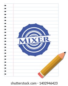 Mixer pen draw. Blue ink. Vector Illustration. Detailed.