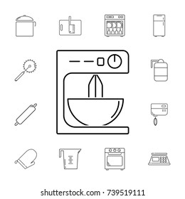 mixer. Set of kitchen icons on white background