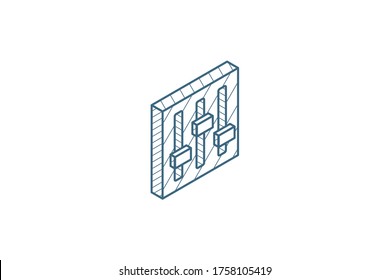 Mixer, Setup isometric icon. 3d vector illustration. Isolated line art technical drawing. Editable stroke