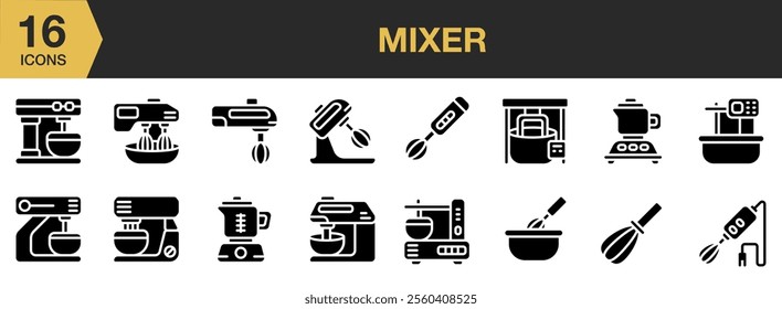 Mixer solid icon set. Solid icons vector collection.