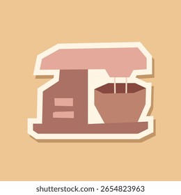 Mixer Sticker with Flat Soft Color Palette in Cutout Style
