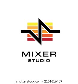 Mixer studio pulse logo design template