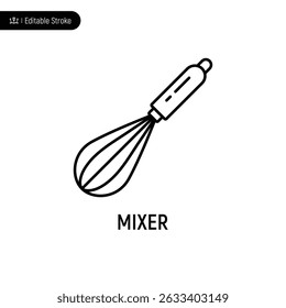 Mixer thin line icon, editable stroke, pixel perfect, compatible for app or web, isolated on a white background