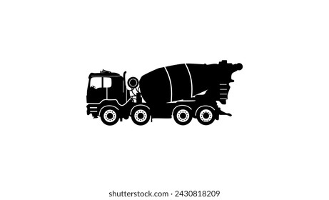 mixer truck emblem, black isolated silhouette 