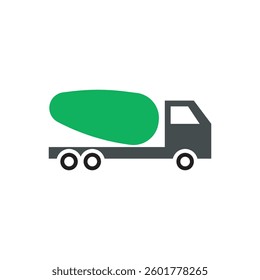 Mixer truck flat icon vector design. Construction, building, industrial transportation flat icon vector design illustration. 