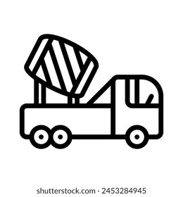 Mixer Truck Icon In Outline Style