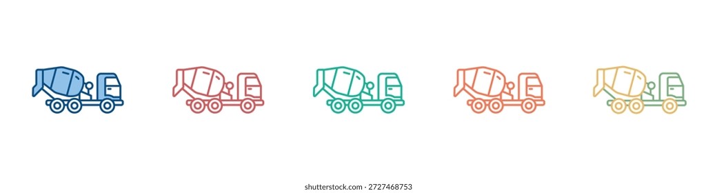 Mixer Truck Symbol Set Multiple Style Collection