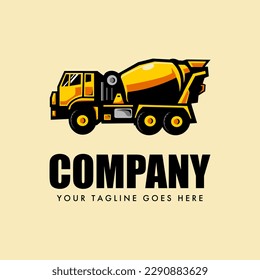 Mixer Truck logo design vector for construction company