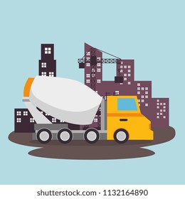 mixer truck under construction