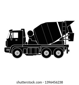 Mixer truck vector icon. Concrete mixer car illustration.