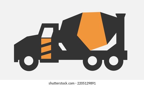 Mixer truck vector illustration, view from side.